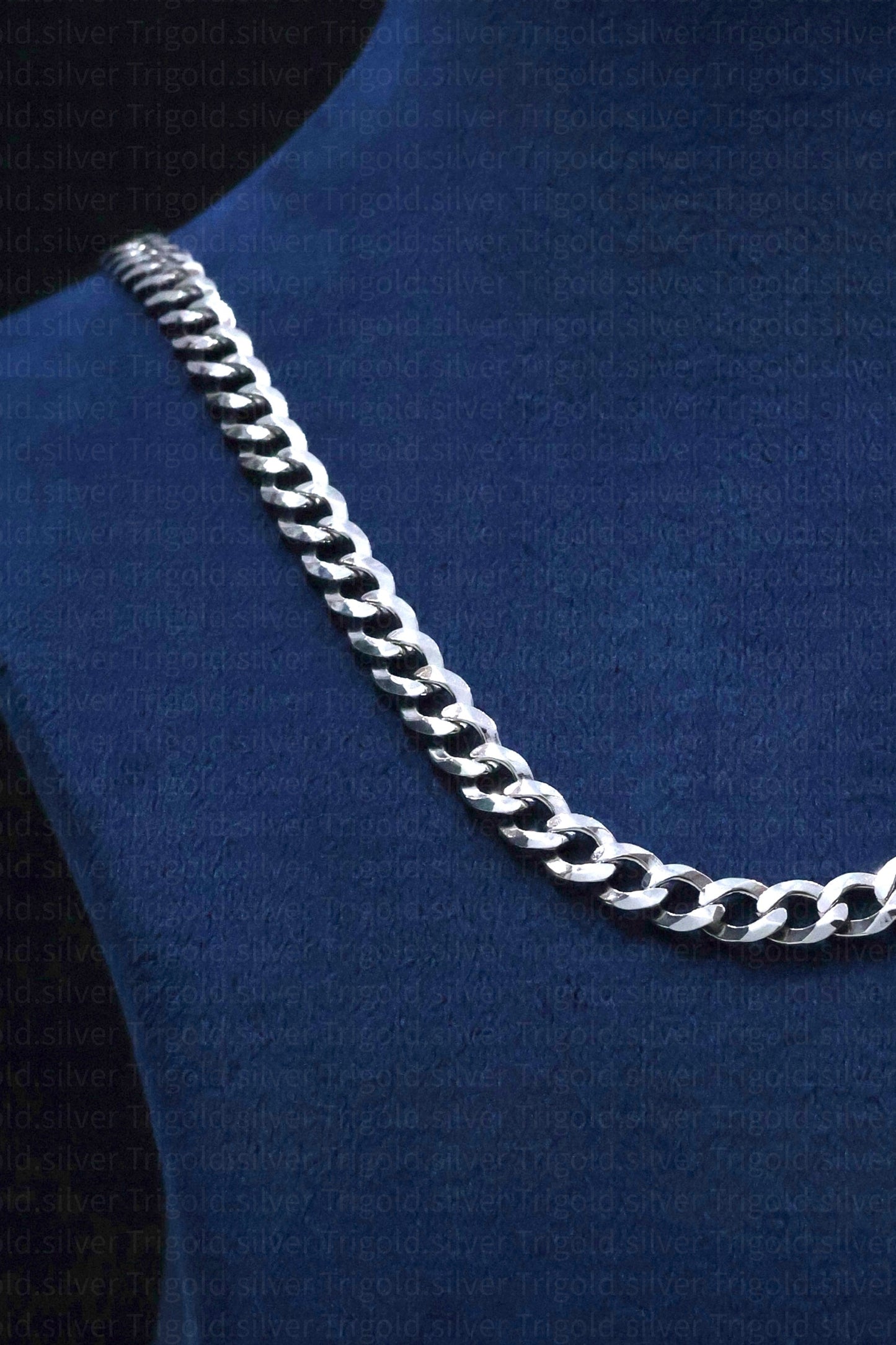 Cuban Platinum Finish Silver Chain