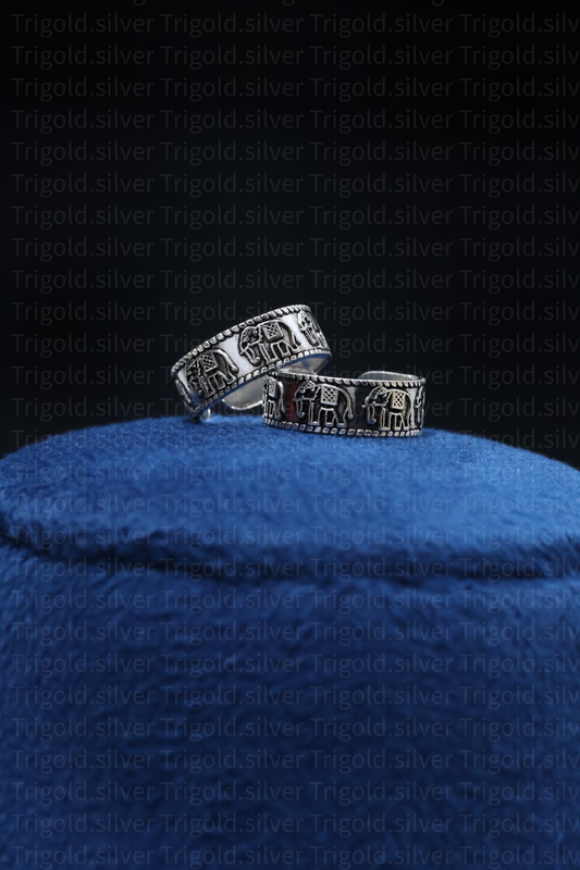 92.5 Antique Polish Silver Elephant Toe Rings