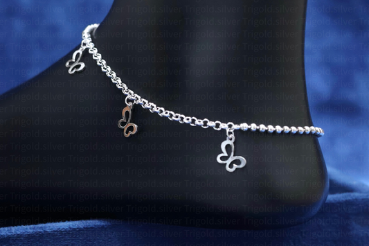 Butterfly Charm 92.5 Silver Anklet