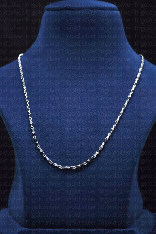 Sleek Platinum Finish Silver Chain
