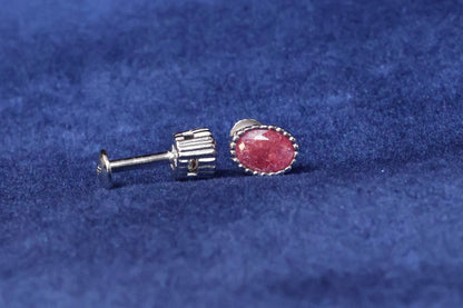 Stylish 92.5 Sterling Silver Pink Stone Stud Earrings