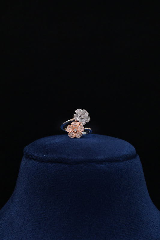 92.5 Pure Silver Ring Dual Tone Flower