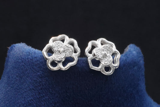 Gorgeous 92.5 Sterling Silver Multistone Flower Stud Earrings