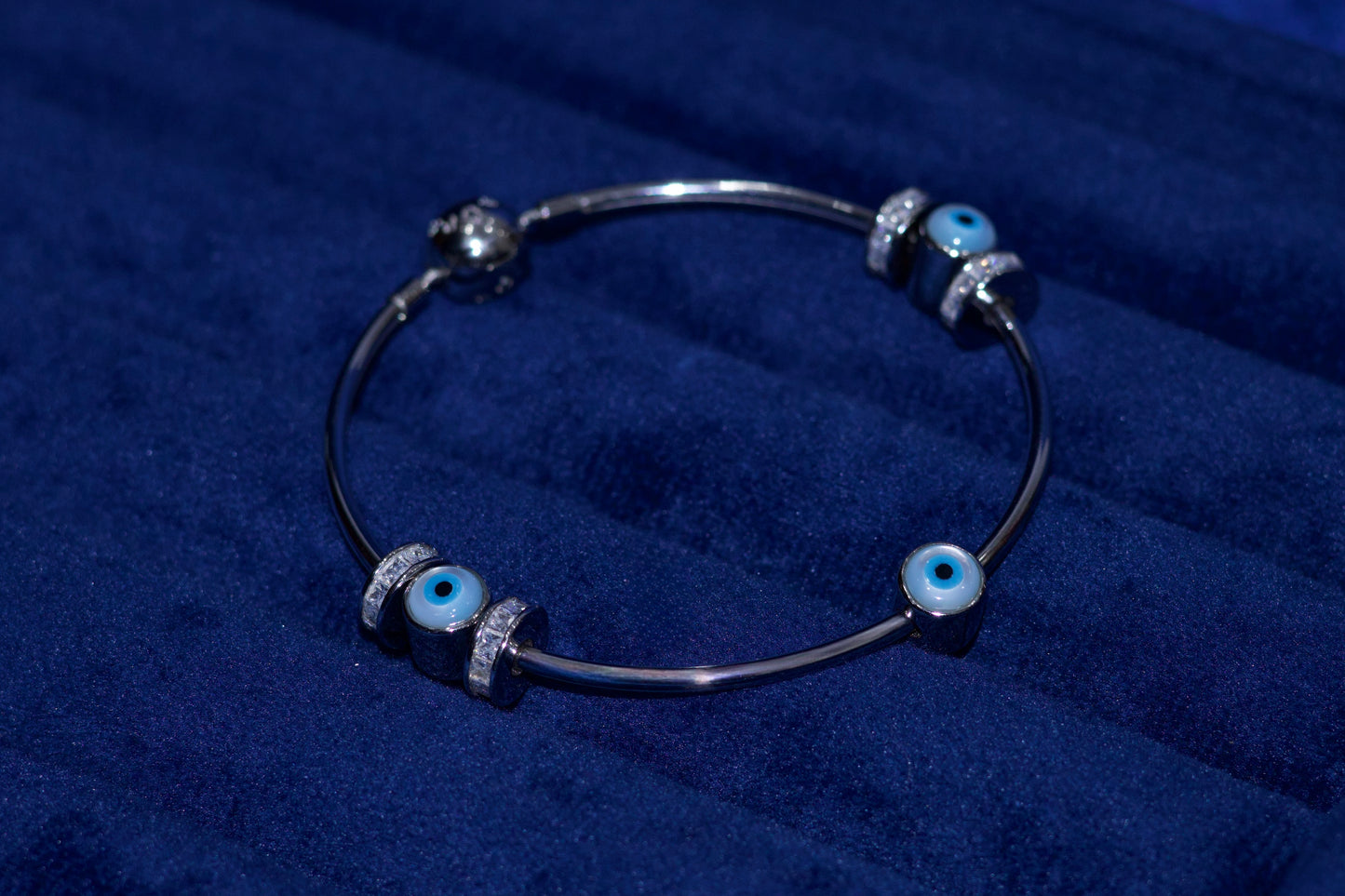 Elegant 92.5 Pure Silver Evil Eye Kada