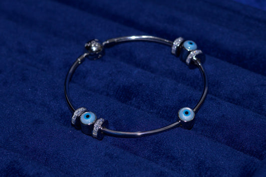 Elegant 92.5 Pure Silver Evil Eye Kada