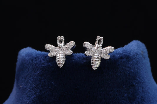 Sophisticated 92.5 Sterling Silver Honey Bee Stud Earrings
