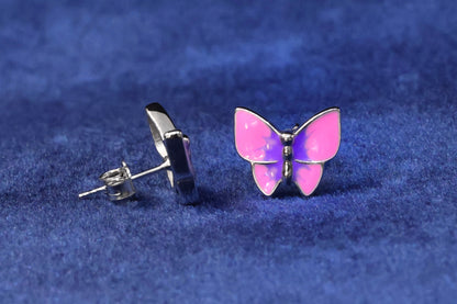 Royal 92.5 Sterling Silver Pink Butterfly Stud Earrings