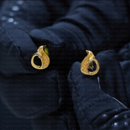 91.6 BIS Hallmarked Gold Flame Peacock Earrings