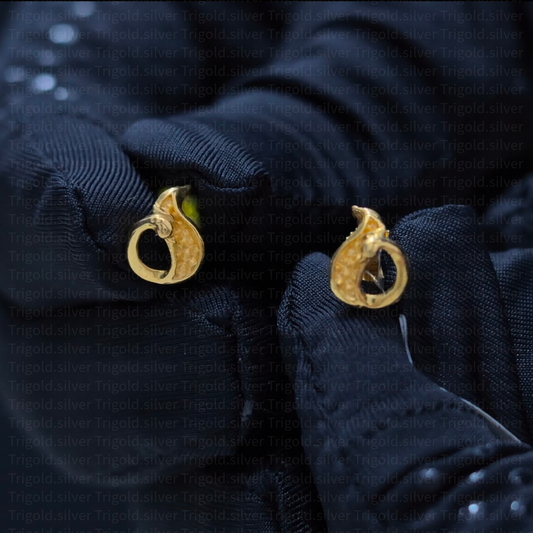 91.6 BIS Hallmarked Gold Flame Peacock Earrings