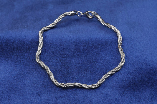 Platinum Polished 92.5 Pure Silver Omega Bracelet