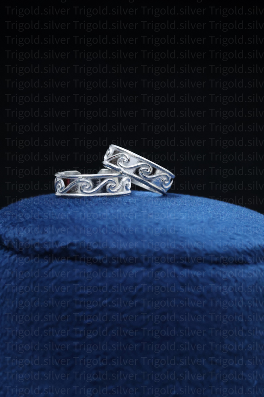 92.5 Sterling Silver Wave Toe Rings