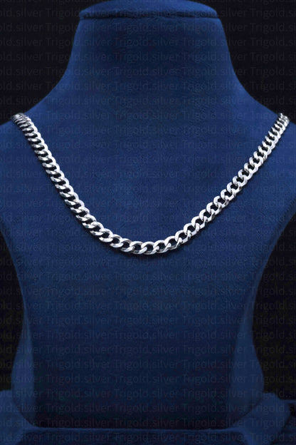 Cuban Platinum Finish Silver Chain