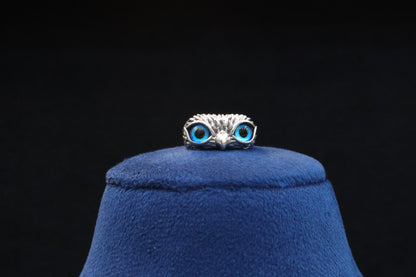 92.5 Pure Silver Ring - Blue Eye Owl