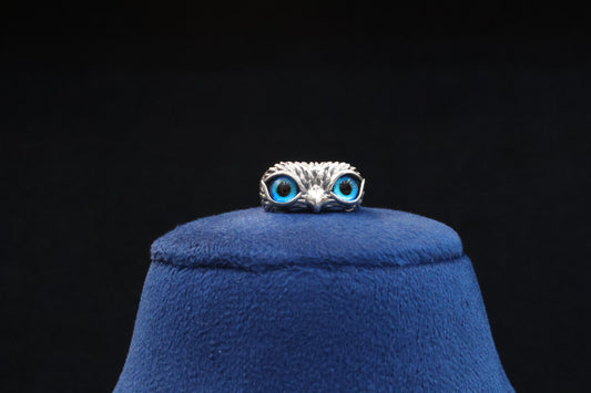 92.5 Pure Silver Ring - Blue Eye Owl