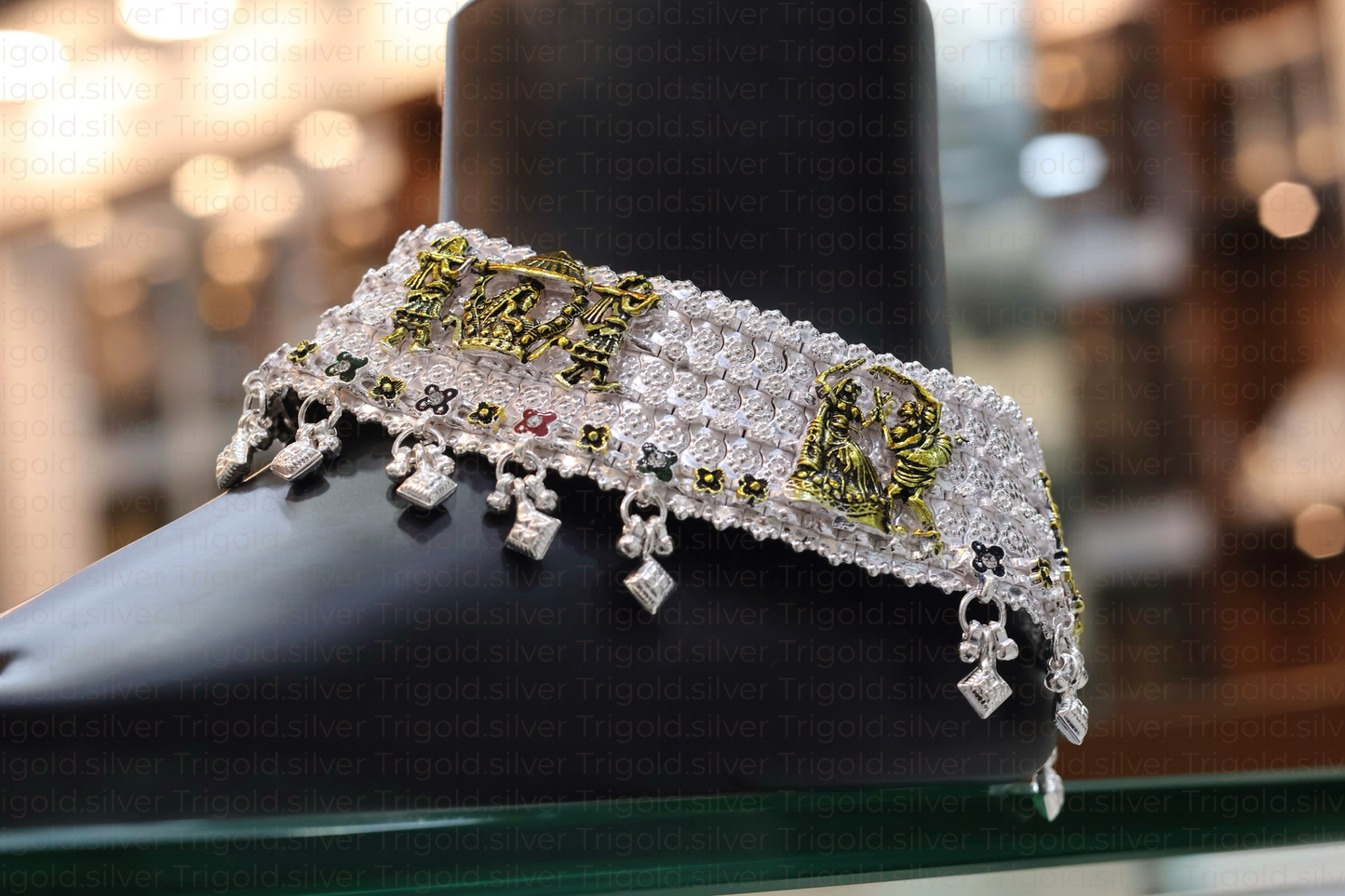 Dulhan Payal 
/ Silver Bridal Anklet with Gold Plated Detailing