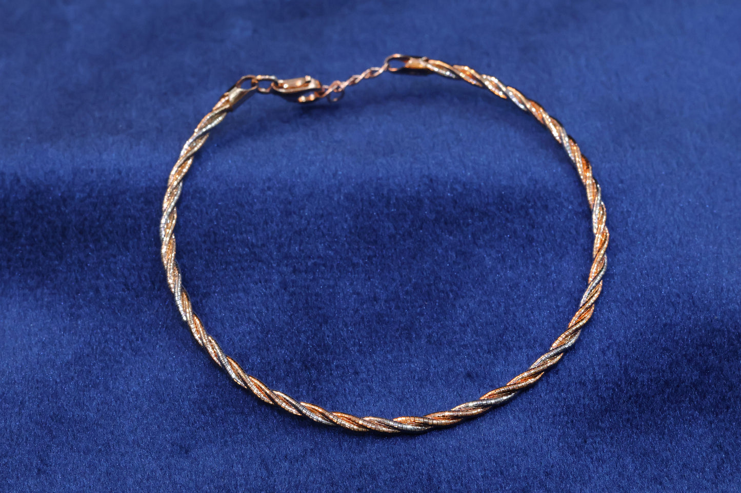 Platinum & Rose Gold Polished 92.5 Silver Omega Bracelet