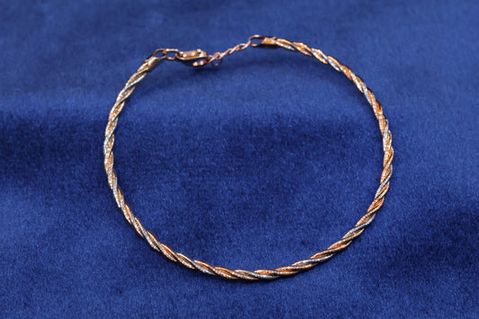 Platinum & Rose Gold Polished 92.5 Silver Omega Bracelet