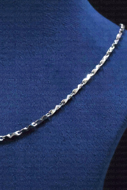 Sleek Platinum Finish Silver Chain