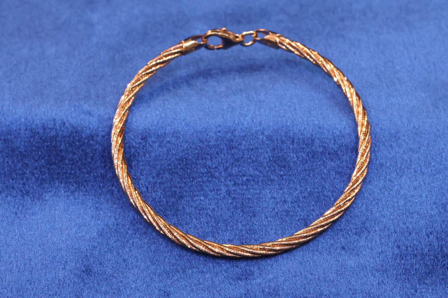 Rose Gold Polished 92.5 Pure Silver Omega Bracelet