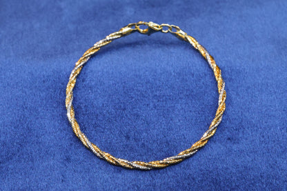 Gold & Platinum Polished 92.5 Pure Silver Omega Bracelet