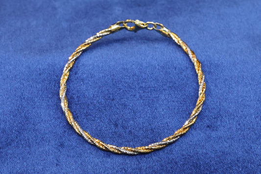 Gold & Platinum Polished 92.5 Pure Silver Omega Bracelet