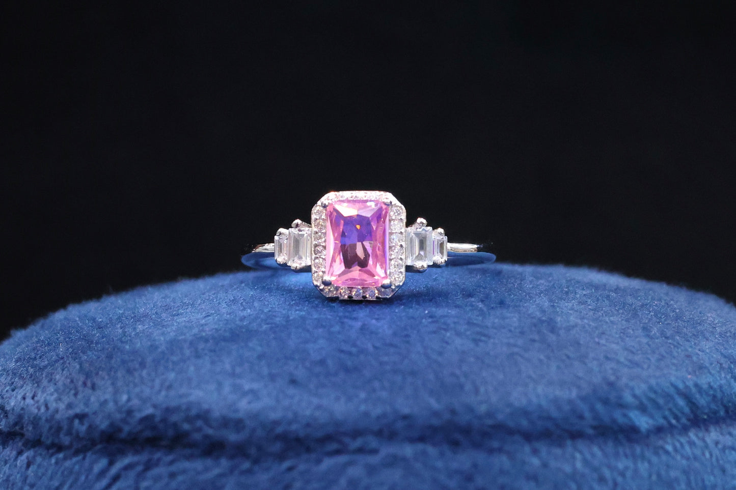 92.5 Pure Silver Ring - Pink stone Design 11
