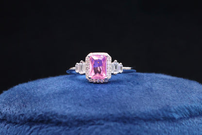 92.5 Pure Silver Ring - Pink stone Design 11