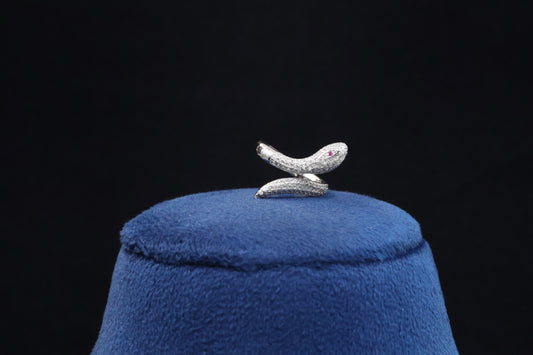 92.5 Pure Silver Ring - Pink Eye Serpent Design 65