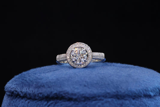 92.5 Pure Silver Halo Solitaire Ring Design 25