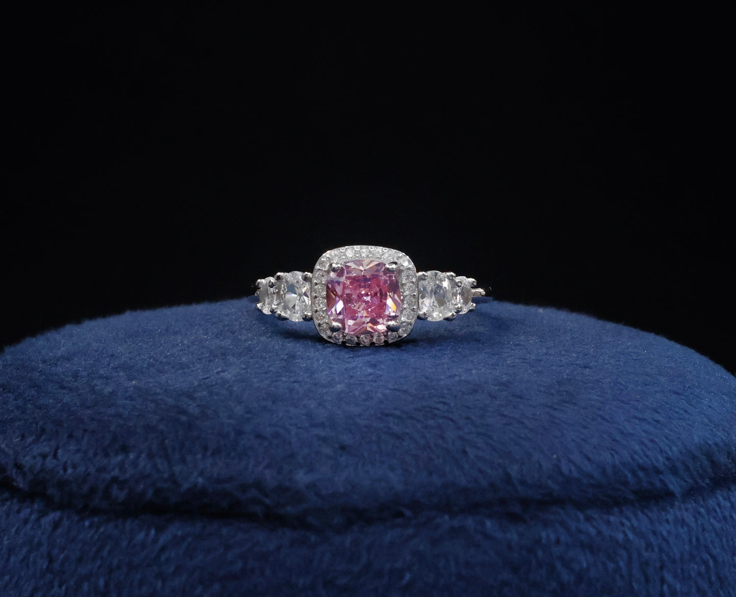 92.5 Pure Silver Ring - love Pink Stone