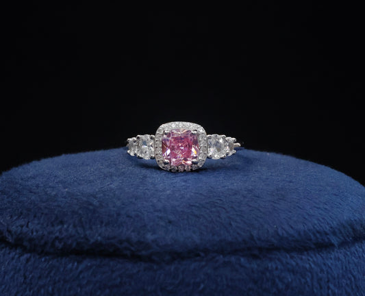 92.5 Pure Silver Ring - love Pink Stone