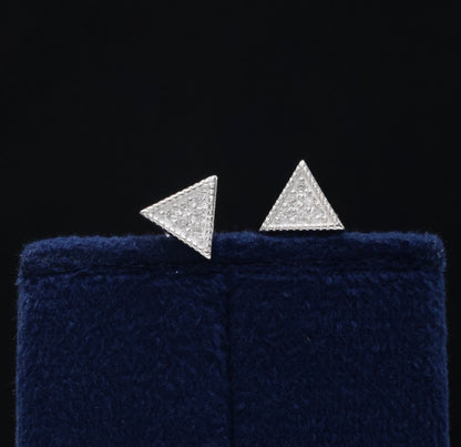 Exquisite 92.5 Sterling Silver Triangle Stud Earrings