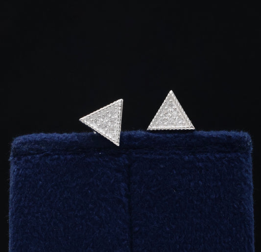 Exquisite 92.5 Sterling Silver Triangle Stud Earrings
