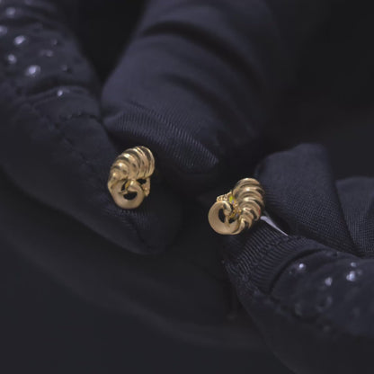 91.6 BIS Hallmarked Gold Spiral Peacock Earrings