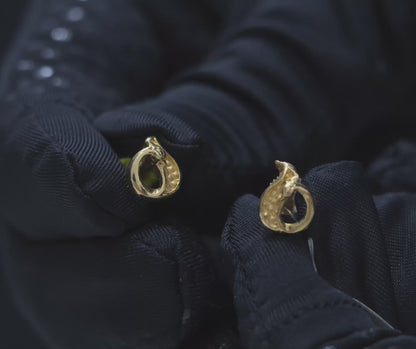 91.6 BIS Hallmarked Gold Flame Peacock Earrings